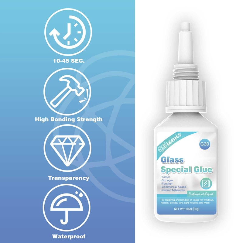 Viomis Glass Glue, 30g, Instant Strong Bond for Glass, Acrylic,