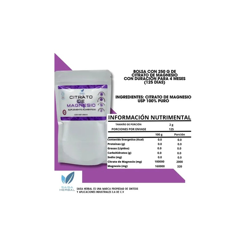 Citrato Magnesio Bolsa 250