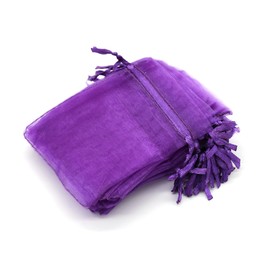 OLILLY - 100 Organza Bags - 7 x 9 cm - Colour Dark Purple - Ideal for Weddings, Christenings, Gifts, Lavender, Jewellery (Dark Purple)