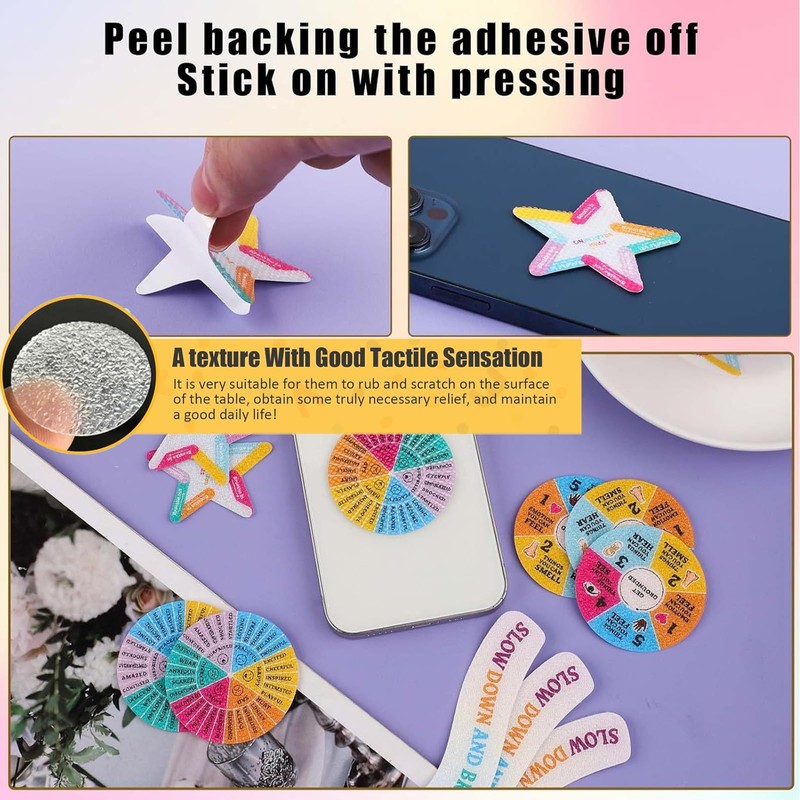 Eowppue 30 PCS Calm Strips - Textured Anxiety Stickers for