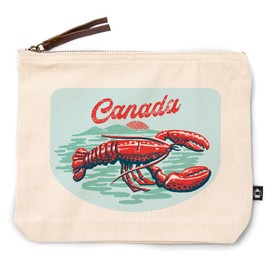 Canada, Distressed Ink, Red Lobster, 100% Cotton Zipper Pouch, Travel Accessory, Go Bag
