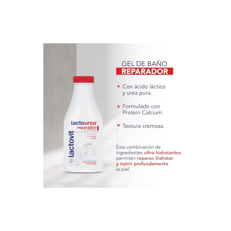 Lactovit Lactourea Gel de Baño Reparador para Piel Seca 500