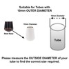 10mm Rubber Feet, White Tube End Caps, Pack of 4