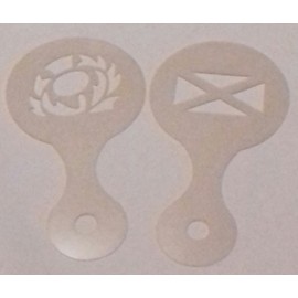 Scottish Cross & Scottish Thistle Coffee / Cappuccino Stencils Reusable Many Times Present Gift Fundraising Cafe Pub Restaurant Scotland Scottish Euros Rugby Football Internationals Saltire
