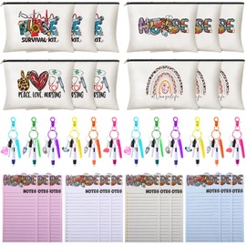 Locmeo 48 Pcs Nurse Appreciation Gifts Bulk 2025 Nurse Week Gift Badge Reel Pens Canvas Bags Notebooks Keychains Thank You Present for Women Nursing Students