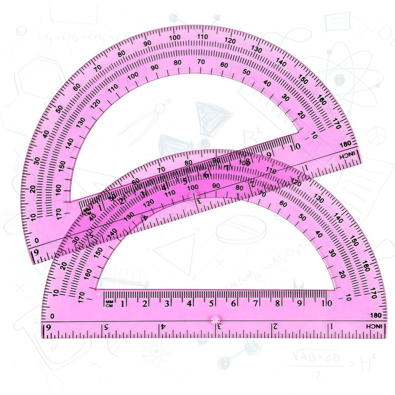 Zonon 2 Pcs 6 Inch Plastic Protractor Math Protractors 180