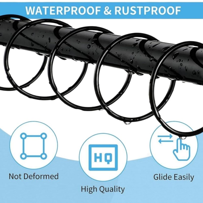 24 Pcs Shower Curtain Ring Large Metal Shower Curtain Hooks
