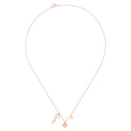 RIAH FASHION Dainty Station Charm Necklace - Lucky Pendant Delicate Chain Circle, Star, Moon, Cross, Valentine's, Mother's Day Gift (Trio Charm Queen Bee - Rose Gold)