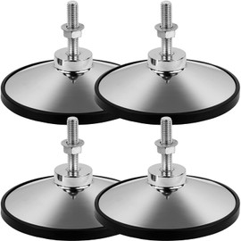 TUNIRO Set of 4 Table Football Feet Made of Metal, Height-Adjustable, Chrome-Plated, Non-Slip Rubberised, Thread M12, Foosball Table Foosball Feet