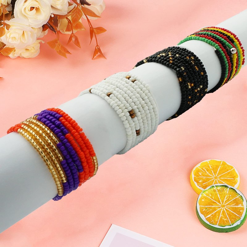Teniinet Teniinet 4PCS 50 Handmade African Waist Beads for Women