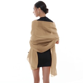 RIIQIICHY Women Shawls and Wraps for Evening Dresses Like Chiffon Camel Silk Scarf Formal Silky Pashmina Shawls for Weddings