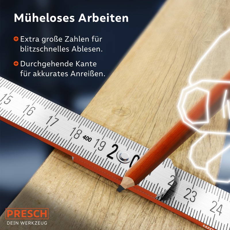 Presch Folding Ruler 3 m with Angle Function – Wood