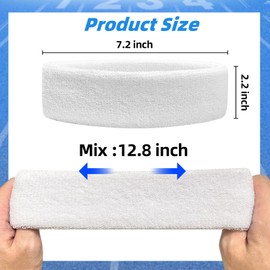 Sweatbands Sport Headbands for Men & Women, 12 Pcs Sweat Head Bands Moisture Wicking Sport Headband Cotton Sweatbands for Basketball, Athletic Exercise, Running
