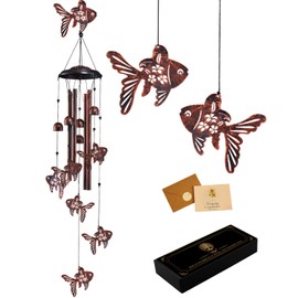 Fish Wind Chimes for Outside, Metal Windchimes Outdoors Clearance with 4 Aluminum Tubes, Garden Patio Yard Home Decor, Fish Gifts for Pet Lovers Women Men Mom Grandma, Unique Festival Birthday Gift