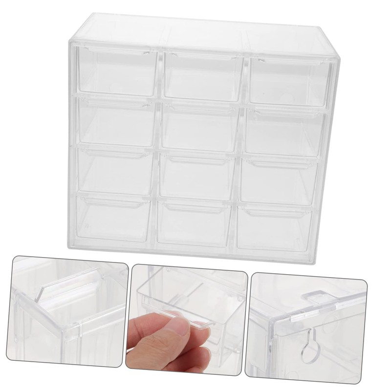 TEHAUX 12-Grid Storage Box with Drawers Dustproof Desktop Organizer for