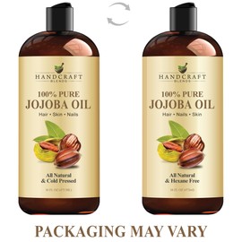 Handcraft Blends Jojoba Oil - Cold-Pressed 16 Fl Oz - 100% Pure and Natural - Premium Grade Carrier Oil for Skin and Hair - Hair and Body - Massage - Hexane-Free - Ayurvedic Skin Care