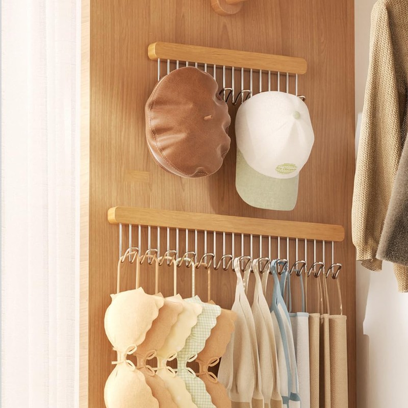 2 Pack Pull Out Belt Hanger for Closet, Wooden Tank