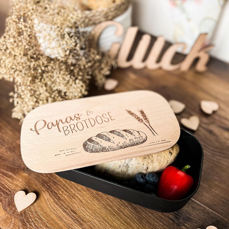 Spruchreif Lunch Box with Engraved Breakfast Board, Adult Lunch Box,