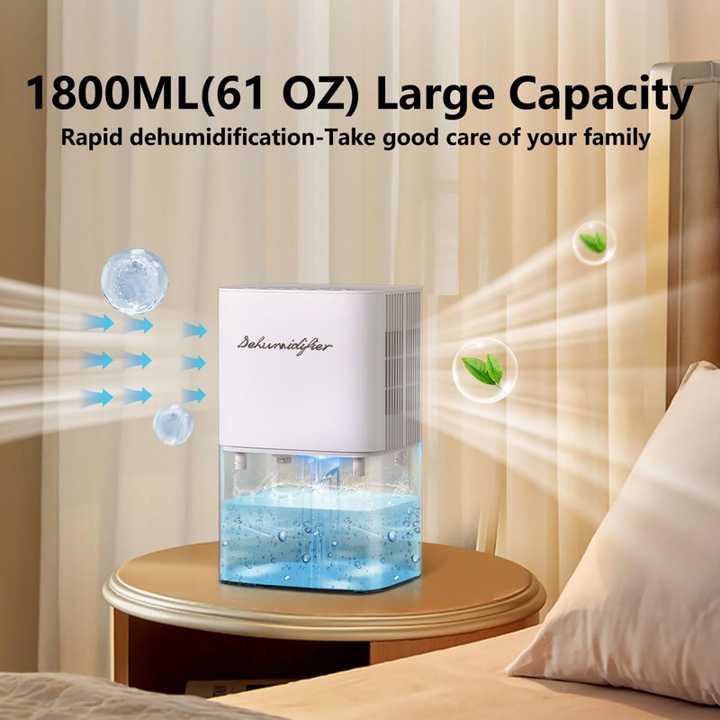 Dehumidifier 1800ML 61Oz Small Dehumidifiers for Home 1000 Ft² Safety