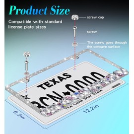 BLVD 3D Bling Chunky Silver, Clear and Pink Crystals Metal License Plate Frame