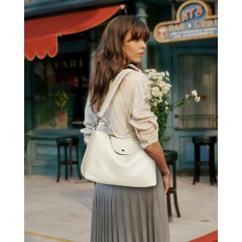 KALIDI Soft Vegan Leather Hobo Bag, Crossbody Purses Satchel for Women with Top Handle,White