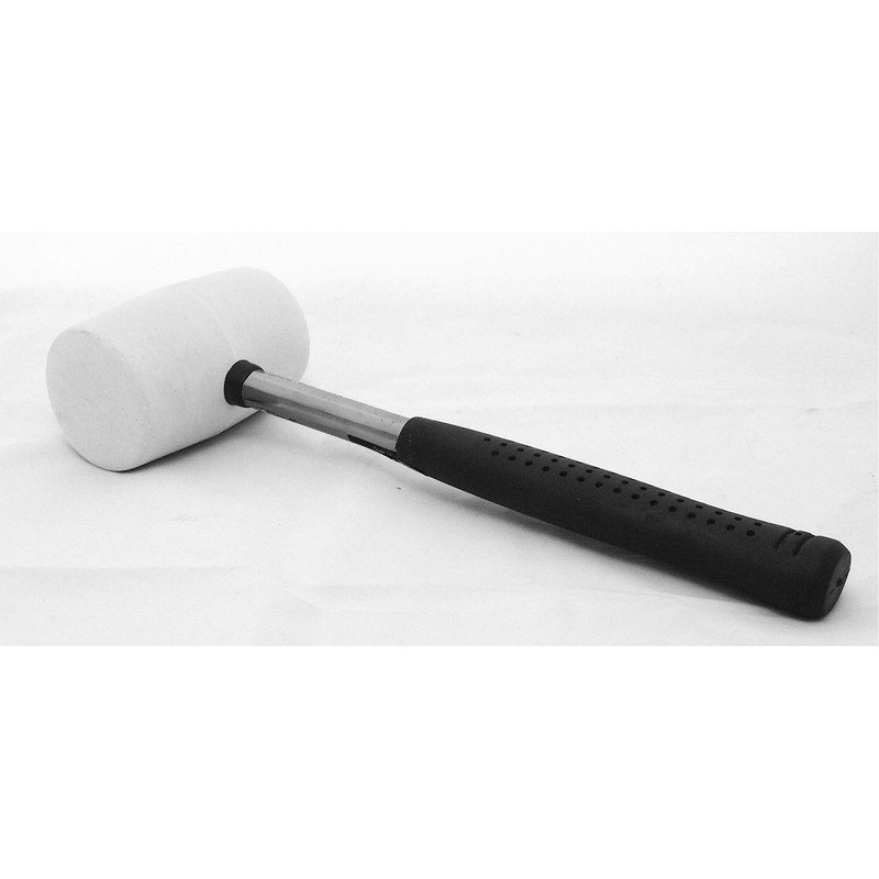 JB_12619 Rubber Mallet 65 mm with Metal Handle Rubberised White