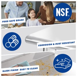 PIUMACU Stainless Steel Table, Stainless Table for Prep & Work 30x18x33 Inch, Commercial Metal Table for Restaurant Kitchen Hotel Garage