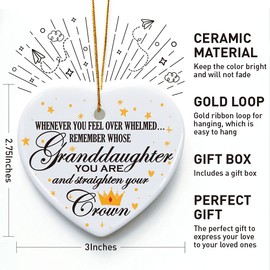 Granddaughter Gifts from Grandma and Grandpa, Remember Whose Granddaughter You are, Ornament Keepsake Sign Heart Plaque Gift for Granddaughter, Birthday Graduation for Granddaughter