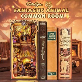 【The Eye of Old God】CUTEBEE Book Nook Kit - DIY Miniature House Kit for Adults and Teens, Dollhouse Booknook Tiny House Model Build Set Bookshelf Insert Decor, Gifts for Family, Friends science fiction - Color: Fantastic Animal Common Room