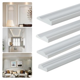 Yefanxi Glossy Peel and Stick Panels Molding Trim, Flexible Chair Rail Classic Wall Trim, Self-Adhesive Wall Paneling Strip for Home Decoration(Paintable White 10ft*1.6in)