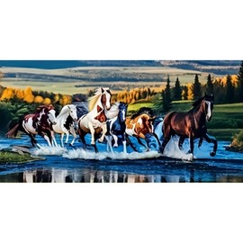 KTHOFCY 5D DIY Diamond Painting Kits for Adults, Animals Horses Running Full Drill Embroidery Cross Stitch Crystal Rhinestone Paintings Pictures Arts Wall Decor Painting Dots Kits 15.7X27.5inch