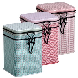 Set of 3 Tea Storage Jars Bella Pink + Blue + Red for 150 g Each Eigenart
