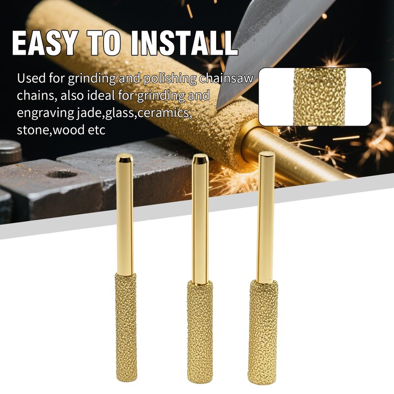 Anxingo 24Pcs Titanium Coated Diamond File, High Hardness Diamond Chainsaw