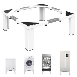 LYUND Heavy-Duty All Steel Universal Laundry Pedestal 16" Height , Full size Washing Machine Stand Adjustable Dryer Stand , Suitable for all Washer and Dryer Pedestal（White）