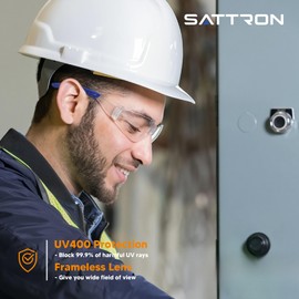 SATTRON Clear Safety Glasses 24 Pack, Polycarbonate Lens with Rubber Temples, Safety Goggles Anti-Scratch Impact Resistant, Eye Protection for Work Lab Construction, Clear Lens/Blue Frame