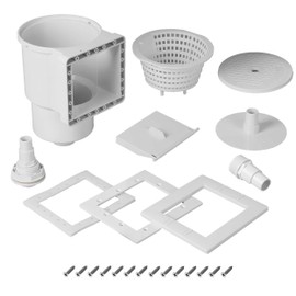 TonGass (Complete Set Universal Fit Above Ground Pool Skimmers (White) Pool Skimmer Accessory Kit ABS Plastic Thru-Wall Skimmer with Accessories Opening Width 6" Fits All Standard Pools Wall Cutouts