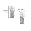 Bridal Crystal Fashion White Simulated Pearl Huggie Clip On Earrings