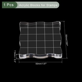 YOKIVE Acrylic Stamp Block with Grid Lines Decorative, Transparent Acrylic Blocks Wave, Great for Daily DIY, Crafts, Invitations, Cards (2" x 2")