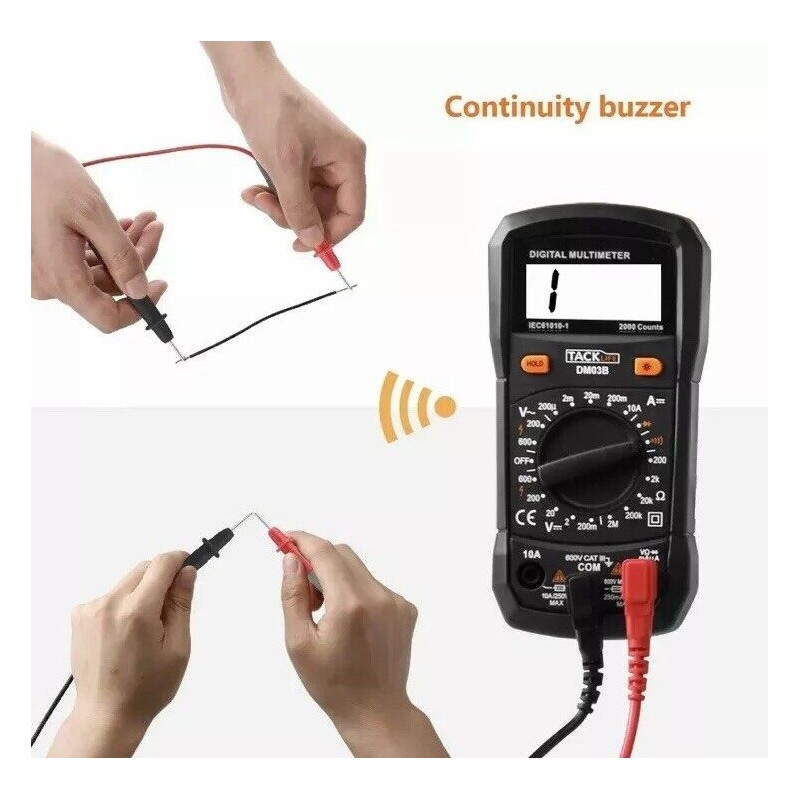 TACKLIFE Multimeter Electrical Tester 2000 Counts Manual-Ranging Amp Volt Meter