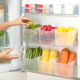 Peelanmall Fridge Organiser Set of 6, Fridge Side Door, Storage Container Plastic Translucent for Fridge Cupboard Pantry - Multipurpose Storage for Small Items