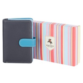 VISCONTI Twofold Leather Women's Purse Rainbow Multicoloured Purse(RB51) RFID, blue, elegant" or "stylish