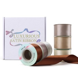 60 Yards Double Face Satin Ribbon 1.57 inch Wide Polyester Fabric Ribbon Use for Crafts Chair Sash Valentine's Day Gift Wrapping Invitation Cards Floral Hair Bows Sewing Party Wedding Car Decoration (Brown)