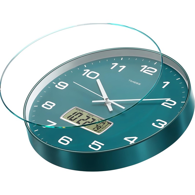 TIMESS Wall Clock, 12" Dial Non-Ticking Silent Battery Operated Analog