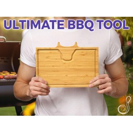 Straga Bull BBQ Cutting Board – 12x9" Bamboo Steak & Grill Board – ¾” Thick, Pre-Oiled, Durable – Deep Juice Groove for Carving and Serving – Premium Gift Box – Made in USA