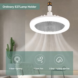 Small Ceiling Fan Enclosed Ceiling Fan with Light Remote Control E27 Lamp Holder Fan Adjustable Speed Enclosed Fan 85‑265V for Balcony Bathroom Closet Garage Restaurant