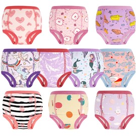 MOEMOE BABY Training Underwear 10 Packs Absorbent Potty Training Pants 100% Cotton Pee Pants for Boys and Girls 5 Years Purple