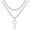 Fiusem Cross Necklace Chain for Men, Silver Tone Mens Cross