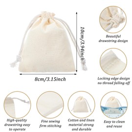 Tyqour Pack of 12 Small Jute Bags Fabric Bags 8 x 10 cm Small Jute Bags with Drawstring Fabric Bags Cotton Bags Jute Bag Cotton Bag Gift Bags for Jewellery DIY Crafts Wedding