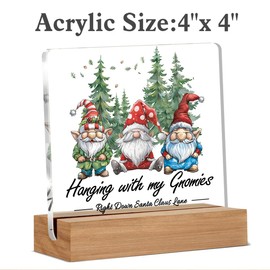 Funny Christmas Gifts, Christmas Gifts for Coworkers, Friends, Christmas Tree Gnome Acrylic Sign, Christmas Gift Ideas, Christmas Desk Decor 4 x 4 Inches
