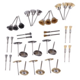 GIVIHGETI 36 Stück Drahtbürsten Kit, Mini Messingbürste und Stahldrahtbürste mit 1/8 Zoll (3mm) Schaft, Elektrisch Drehwerkzeug für Polier Schleifen Reinigung Rost Farbe Korrosionsentfernung